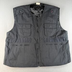 Unit 9 Men's Black Utility Vest Large Multi Pocket Quilted Lined Full Zip